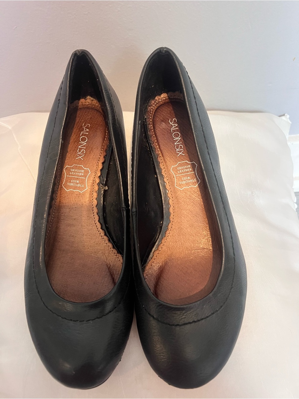 Black Leather Women's Ballet Flats